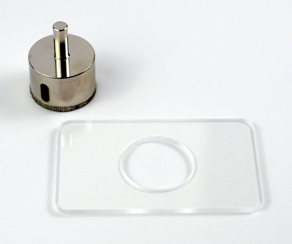 Glass Hole Saw Diamond Coated 35mm / 1.38 Inch (1-3/8") Drill Bit and drilling jig template