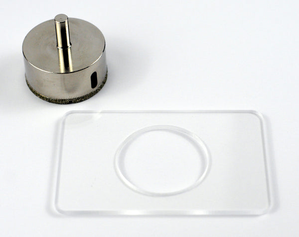 Glass Hole Saw Diamond Coated 60mm / 2.36 Inch (2-3/8") Drill Bit and drilling jig template