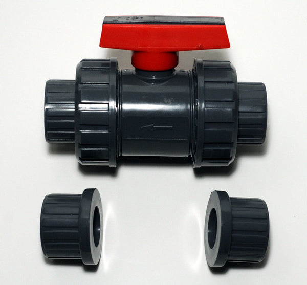 1/2" Pvc True Union Ball Valve - Slip & Thread. Aquarium Plumbing .5" 1/2 Inch